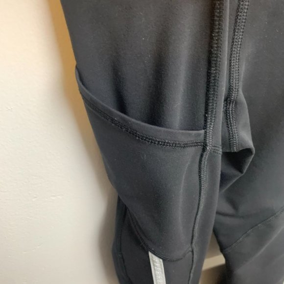 Lululemon Run: Deep Coal, White & Silver Back On Track Cropped Leggings - Picture 8 of 9